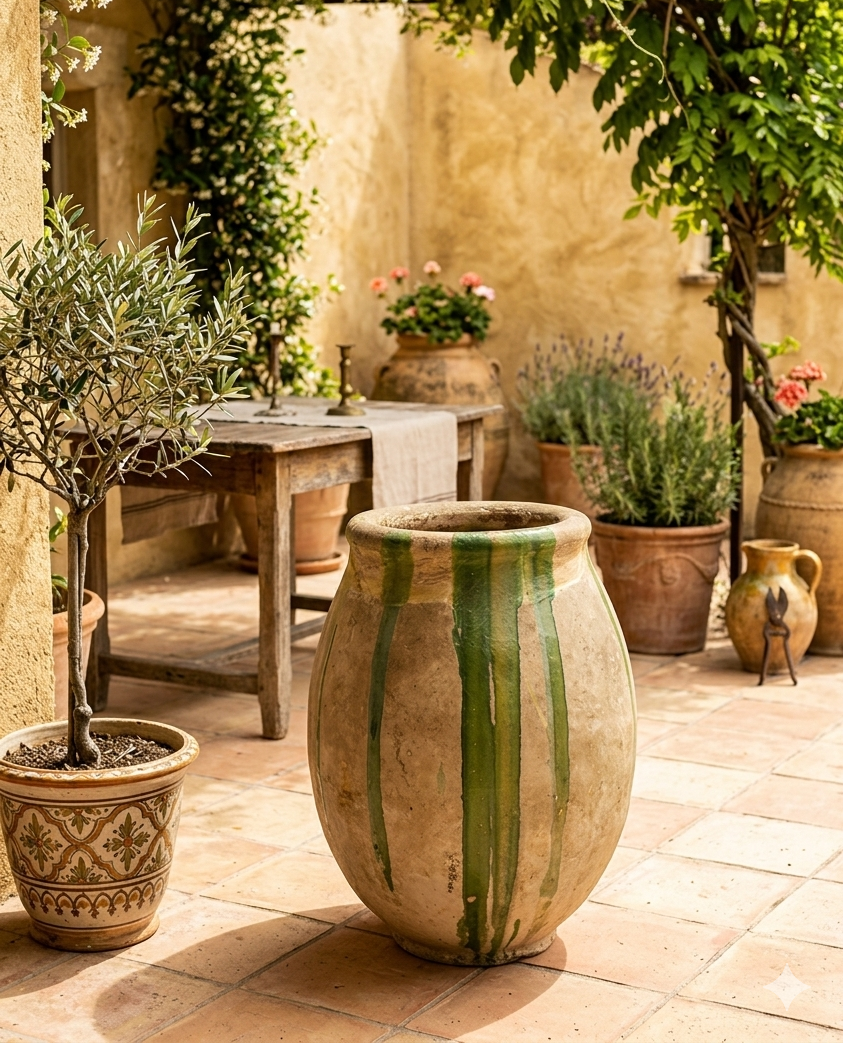 Jarre de Biot XVIIIème siècle forme ovoïde avec coulures vertes émaillées.