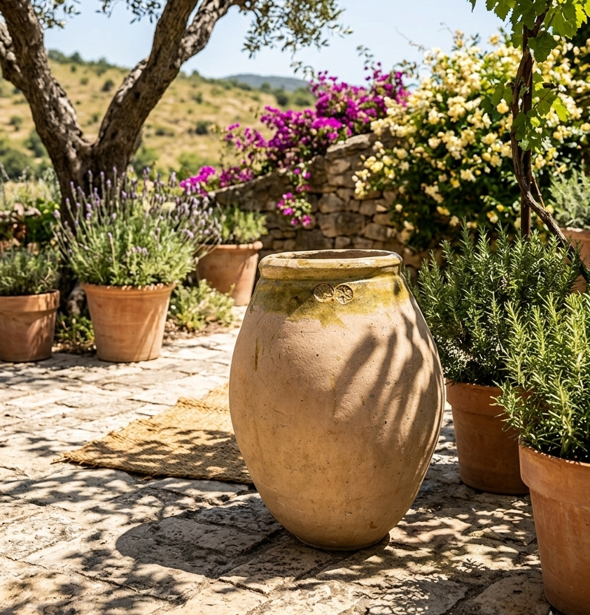Sublime jarre de Biot du XVIIIe siècle avec son vernis vert caractéristique. Cette pièce estampillée "Croix de Malte" mesure 72 cm et illustre le génie des potiers provençaux.